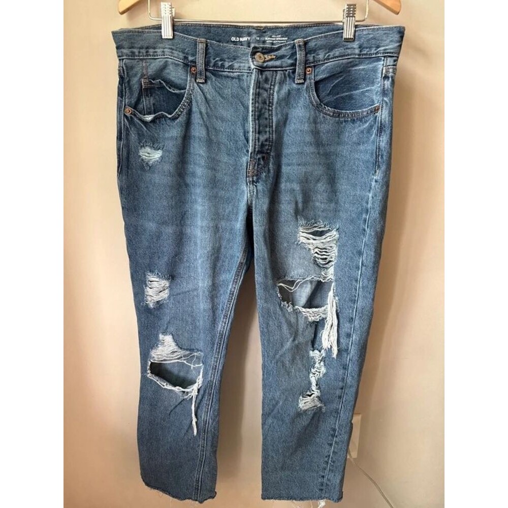 Old Navy Slouchy Straight Distressed Jeans Size 12